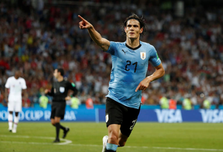 Soccer Football - World Cup - Round of 16 - Uruguay vs Portugal - Fisht Stadium, Sochi, Russia - June 30, 2018 Uruguay's Edinson Cavani celebrates scoring their second goal REUTERS/Murad Sezer